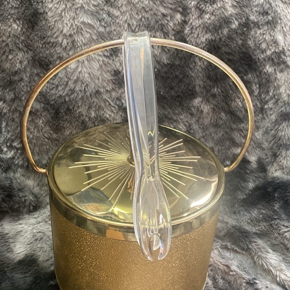 Vintage 1950s Gold Ice Bucket Starburst - Picture 9 of 16